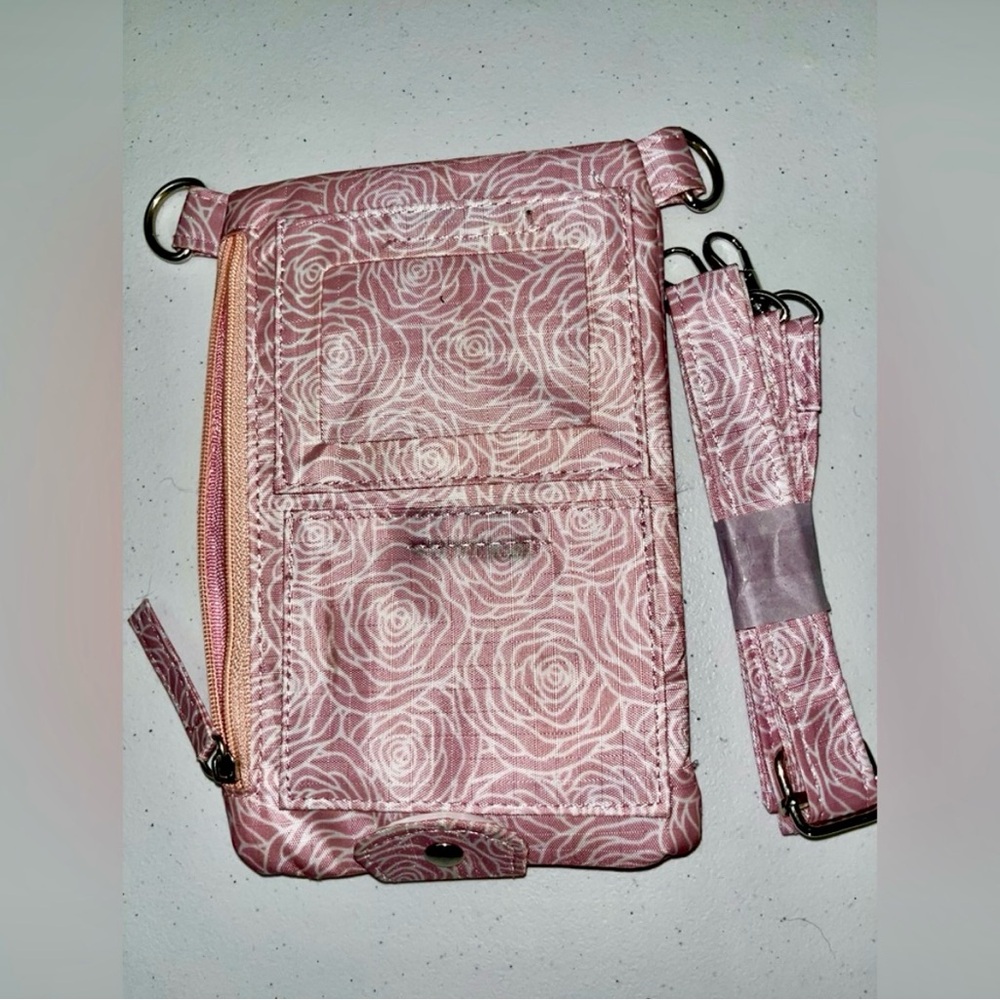 Stylish Pink Floral Crossbody Bag - Compact Women's Shoulder Bag